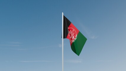 Afghanistan flag on blue sky 3d illustration image