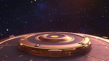 Futuristic Space Station Platform Overlooking Stars