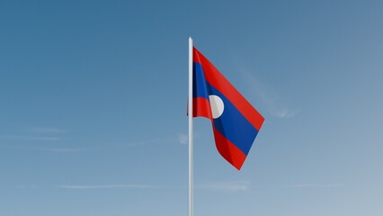 Laos flag on blue sky 3d illustration image