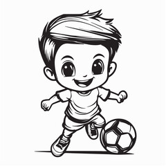 Kids Soccer Cartoon Images vector isolated on white background.