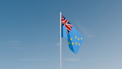 Tuvalu flag on blue sky 3d illustration image