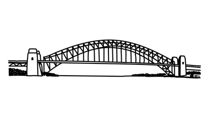 PNG Sydney Harbour Bridge Australia doodle illustration, transparent background