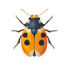 orange icon of Ladybug isolated on a transparent background Minimalist flat icon, vector logo style sign clipart on a no background png