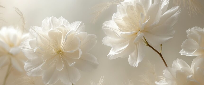 Delicate white blooms with soft petals embody tranquility and elegance in nature