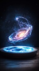 Obraz premium A vivid illustration of a swirling galaxy in space.