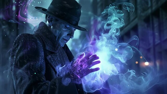 A detective utilizing telepathic abilities to communicate with a dark matter entity.