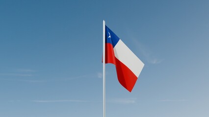 Chile flag on blue sky 3d illustration image