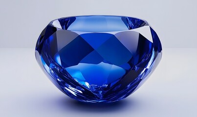 Faceted blue glass bowl.