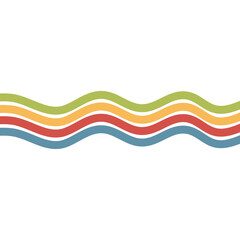 Abstract colorful 70s background vector. Vintage retro with rainbow stripes and wavy lines