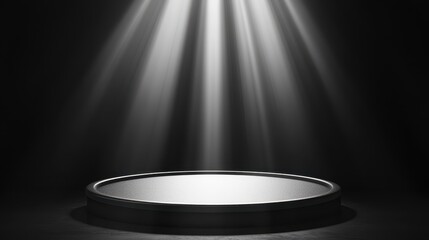 Illuminated Circular Platform In Dark Setting