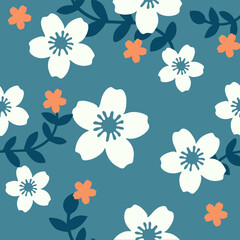 seamless floral pattern. Liberty style background of small mauve and lilac flowers. Small flowers scattered over a white background. Stock