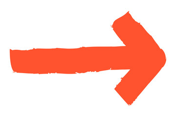 Orange arrow png arrow sticker, cute minimal doodle design, transparent background