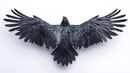 Obraz premium majestic black bird with wide wings spread, showcasing its feathers beautifully