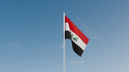 Iraq flag on blue sky 3d illustration image