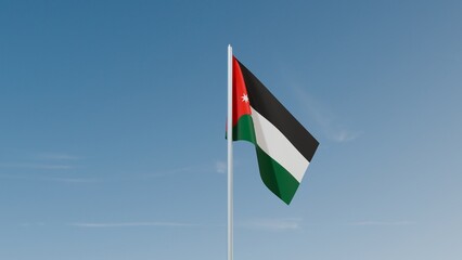 Jordan flag on blue sky 3d illustration image