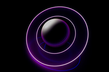 A purple sphere with a black center