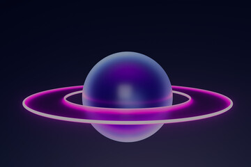A purple and blue planet with a pink rim