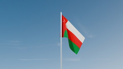 Oman flag on blue sky 3d illustration image