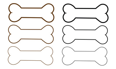 Set of bone vector icons. Dog bone. Puppy nutrition. Vector 10 Eps. 