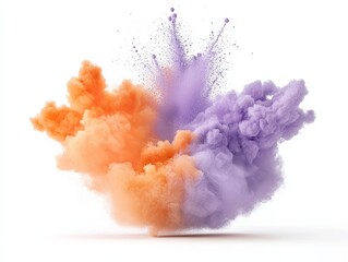 Fototapeta premium Vibrant Orange and Purple Smoke Explosion Creating Dynamic Artistic Background for Creative Projects and Imaginative Designs in Digital Art Mediums
