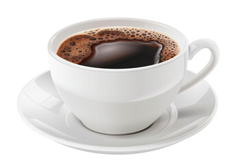 Cup of coffee isolated on white background png transparent clipart.