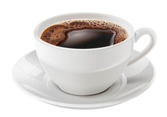 Cup of coffee isolated on white background png transparent clipart.