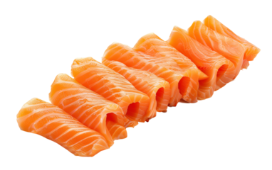 Salmon fresh sliced isolated on white background png transparent clipart.