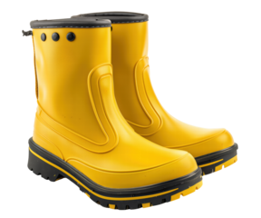 Bumboots yellow color isolated on white background png transparent clipart.