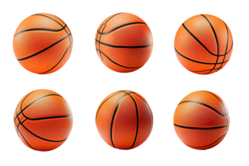 Basketball set from different angle isolated on white background png transparent clipart.