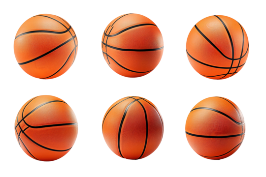 Basketball set from different angle isolated on white background png transparent clipart.
