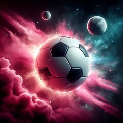 Fototapeta premium soccer ball in the night sky