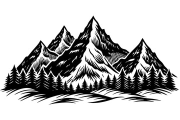 Mountains vector.Mountain range silhouette isolated vector illustration
