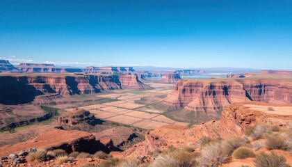 view of a canyon with a valley in the distance