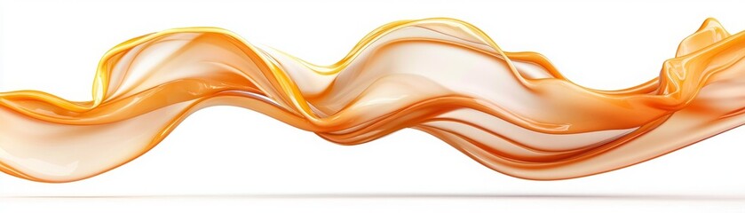 Obraz premium Flowing Orange Fabric Wave Abstract Design on White Background for Creative Projects, Advertisements, and Modern Art Illustrations