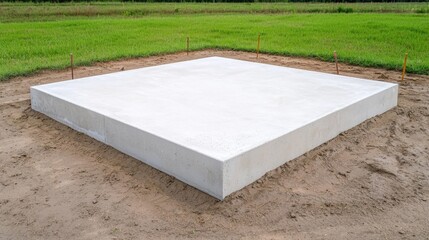Obraz premium A fully completed concrete foundation, clean and smooth, ready for the next stage of construction