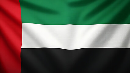Obraz premium United Arab Emirates Flag Illustration: Green, White, Black Horizontal Stripes with Vertical Red Accent