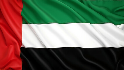 Obraz premium United Arab Emirates Flag Illustration: Green, White, Black Horizontal Stripes with Vertical Red Accent