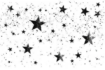 Stars and Bubbles Dance on a Black Background with Celestial Theme.