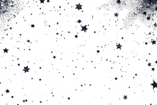 Stars and Circles Dance Across a Black Background, Cosmic Theme.