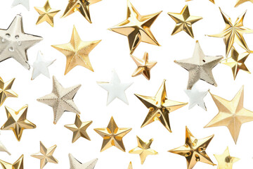Golden and Silver Stars Shine Brightly Against a Dark Backdrop, Celestial Theme.