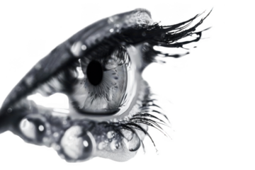 Eye melts with liquid effect. Surreal art, vision, and perception in dreamlike imagery.