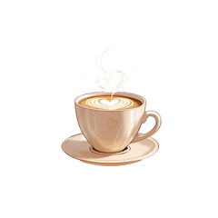 Obraz premium Heart-shaped latte art in a cream-colored cup for a cozy Valentine's Day celebration