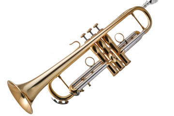 Shiny Brass Trumpet Stands Out Against Black Background, Jazz Music Instrument