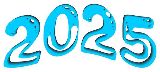 2025 blue letter featuring a shadow effect