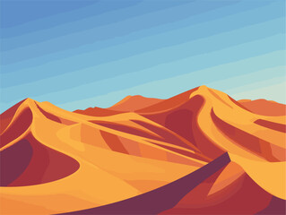 Naklejka premium Animated Desert Dunes: A Serene and Serendipitous Landscape
