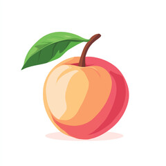 A fresh, ripe peach vector illustration isolated on a white background.