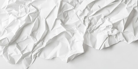 Obraz premium Crumpled white paper texture provides a unique paper background ideal for design purposes. This crumpled white paper texture offers ample copy space for your text and creative projects.