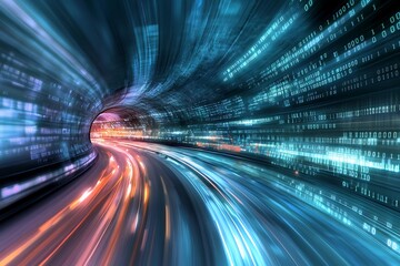 Digital Tunnel, Fast Data Flow, Technology Concept