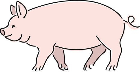 手描きのブタのイラスト