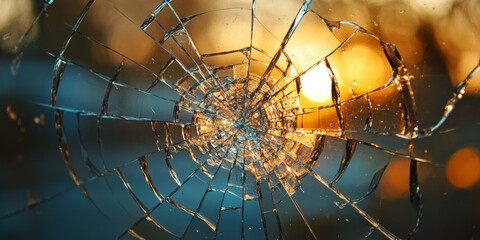A perspective through a fractured safety glass window, capturing the unique details of the safety glass and its design, offering an intriguing view into the world beyond the safety glass.